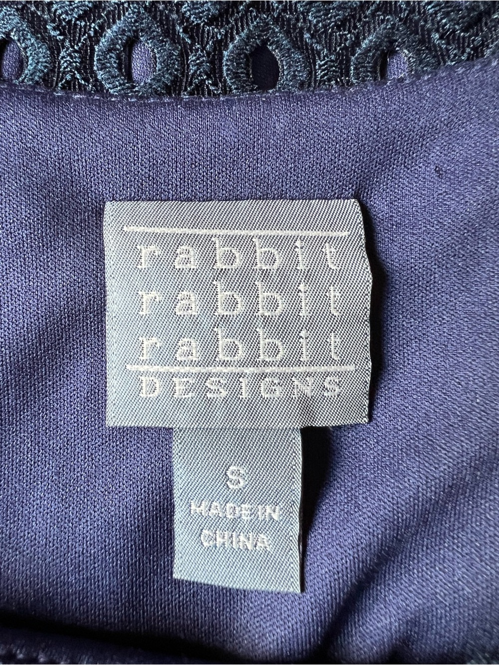 Rabbit Rabbit Rabbit Navy Eyelet Lace Midi Dress Size Small - Picture 3 of 4